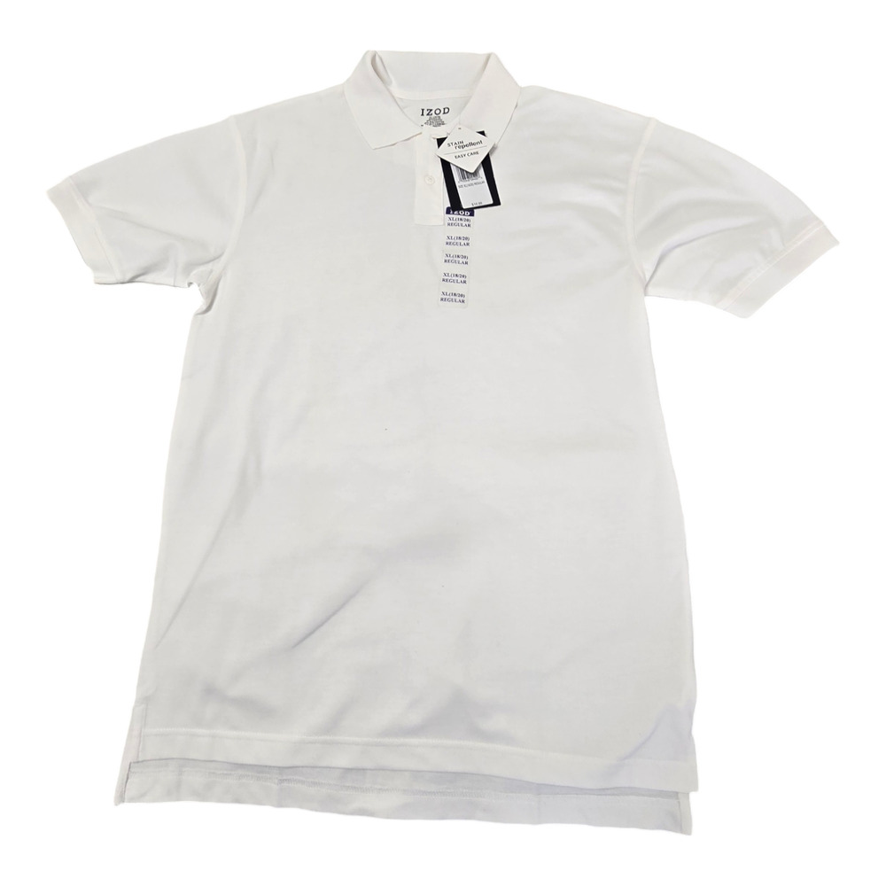 Izod Men's Polo XL short sleeve 60% Cotton 40% Polyester White Stain repellant